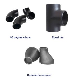 Buttweld elbow, tee and reducer: 90 degree elbow, equal tee and concentric reducer in carbon and stainless steel
